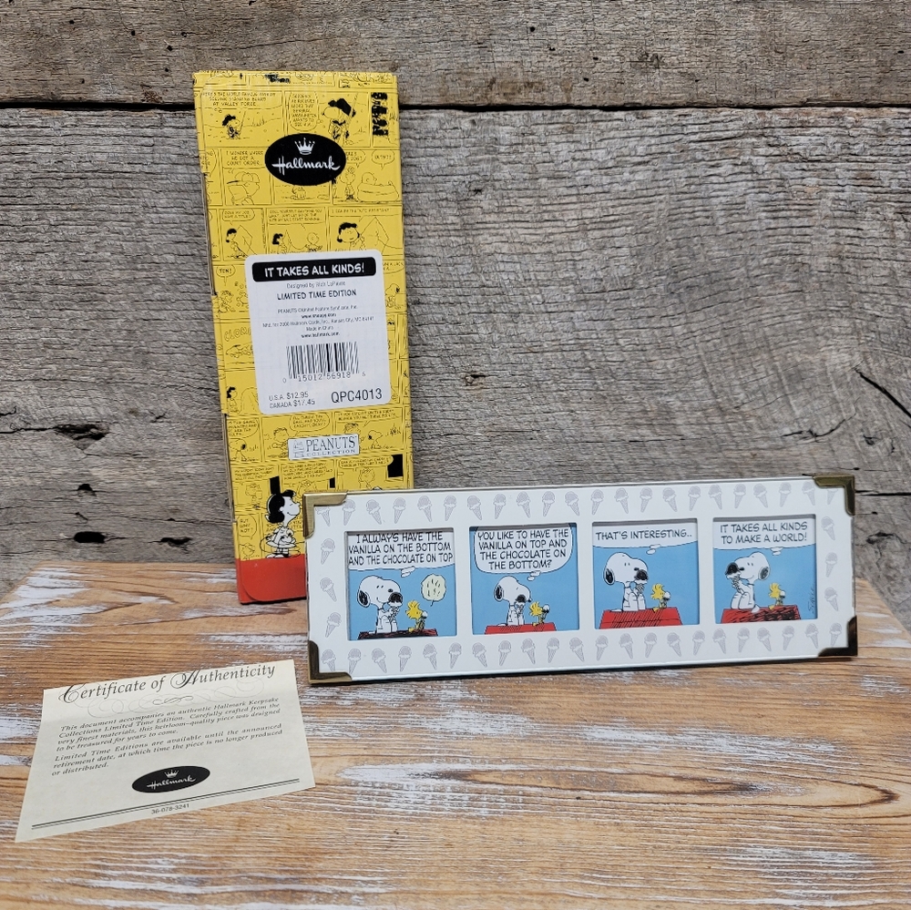 2000 New HALLMARK PEANUTS GALLERY "IT TAKES ALL KINDS" COMIC STRIP FRAME